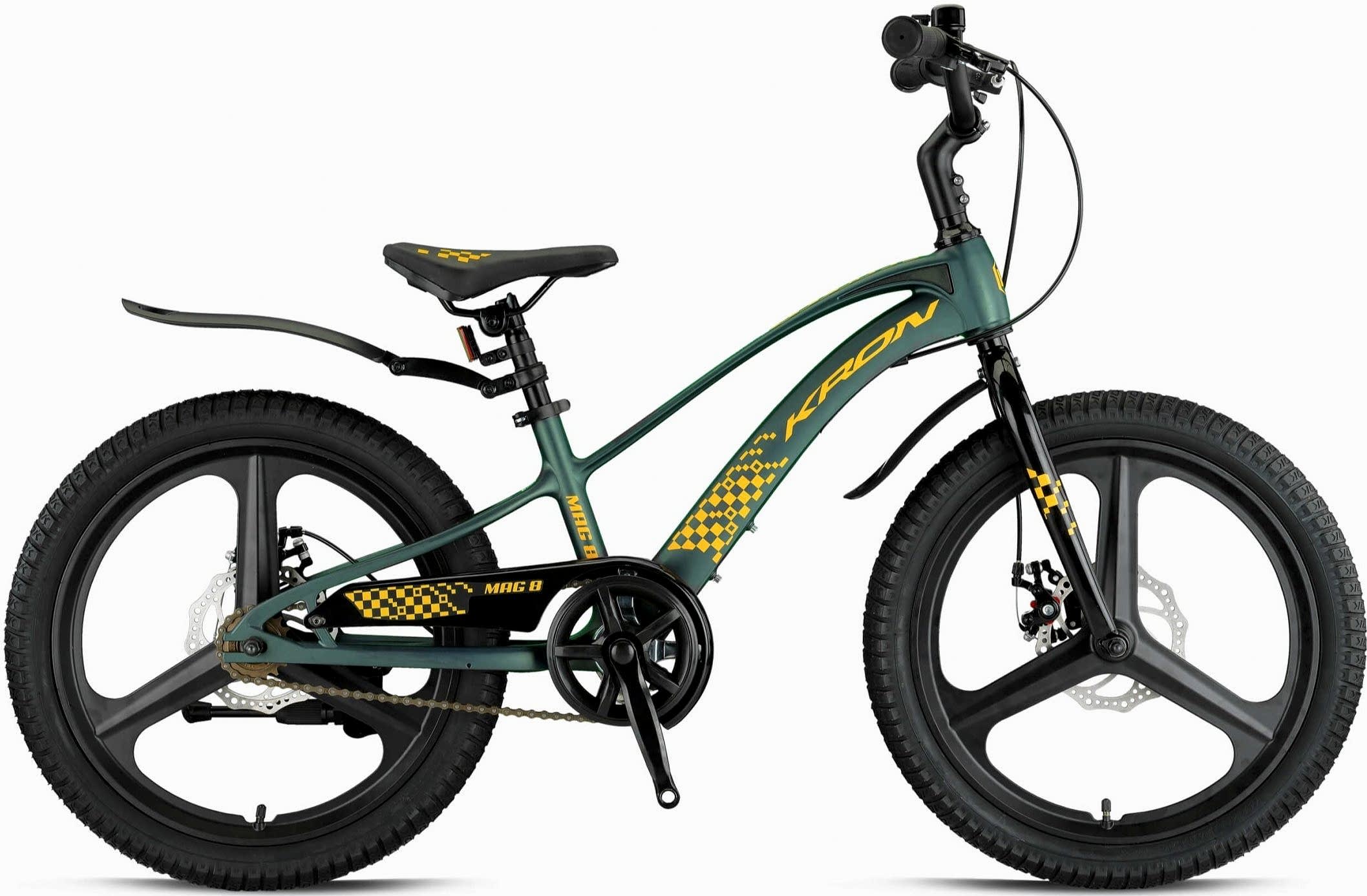 Kron Mag8 20 Jant Mekanik Disk Çocuk Bisikleti Haki-Sarı