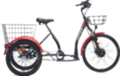 Carraro E-Line ePack 2.1 Unısex Üç Tekerli Elektrikli Kargo Bisikleti Siyah-Kırmızı 41 cm