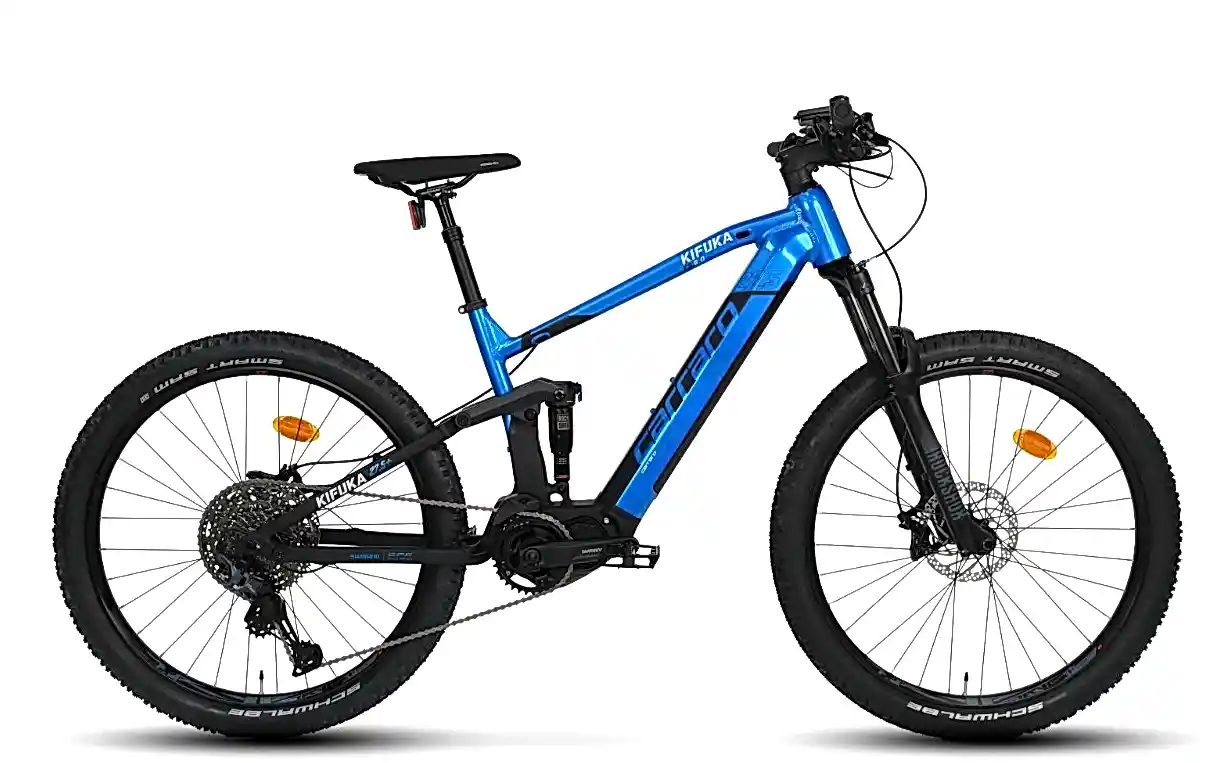 Carraro Kifuka E-FS 6.0 27.5 Jant Elektrikli Dağ Bisikleti Krom Mavi-Mat Siyah 44 cm